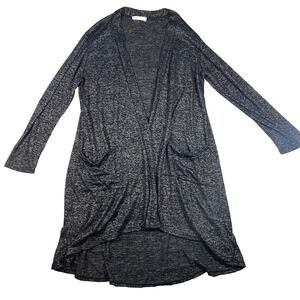 Lovely Souls Cardigan‎ Women One Size Gray Black High Low Open Front Pocket
